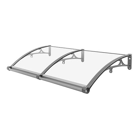 Auvent pour Porte d'Entrée 120 x 60 cm - En Alliage d'Aluminium - Transparent - Pour l'Extérieur - Protection Solaire (1/5)