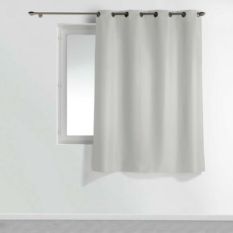 Rideau à œillets petite hauteur 140 x 180 cm – polyester uni essentiel – Gris (1/4)
