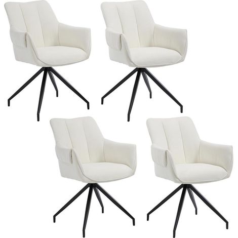Drehstuhl Esszimmerstühle 4er Set mit Armlehnen, Chenille, Beige (1/5)