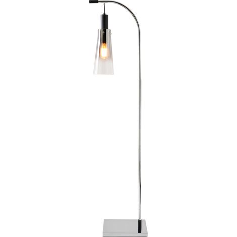 Visconte Atrani Floor Lamp With Smoke Tint Glass Shade - Polished Chrome, Black (1/3)
