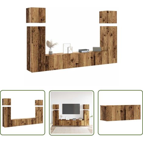 vidaXL Ensemble de meuble TV mural 8 pcs vieux bois bois d'ingénierie