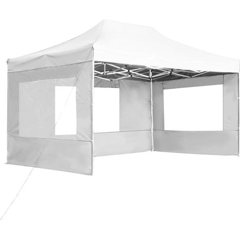 Tente de réception pliable avec parois Aluminium 4,5x3 m Blanc