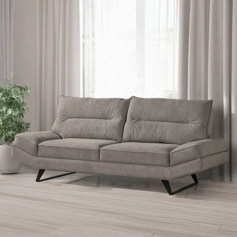 Divano 3 posti schienali basculanti tessuto colore tortora Lena 236x98x105H (1/5)
