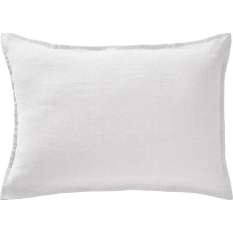 Lot de 2 taies d'oreillers 50 x 70 cm en lin lavé blanc - LUISA (1/5)