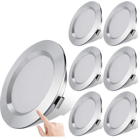 Lot de 6 lumières LED 12 V pour camping-car, remorque, bateau, lumière du jour 6000 K, 300 lumens, 3 W, basse tension, mini lampe encastrée à intensité variable, noire