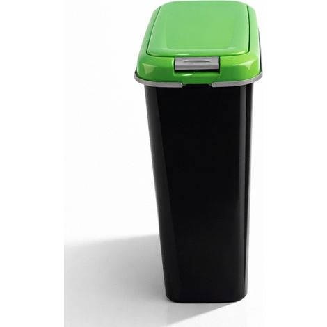 JARDIN202 - Cubo de Basura con Tapadera Basculante - 15L / 25L / 30L / 50L - Papelera Ideal para Cocina, Baño y Oficina  25 L (Verde - Negro)