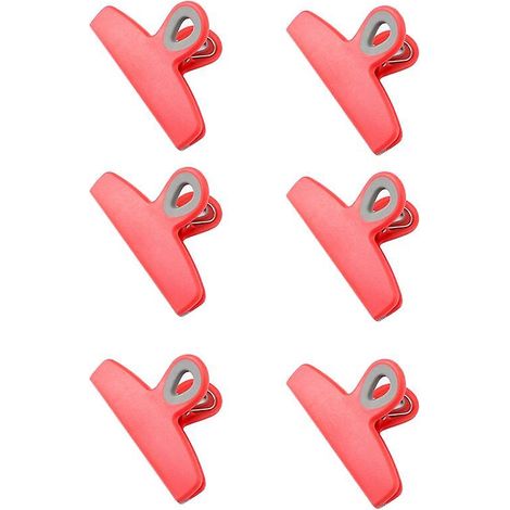 Set mit 6 großen, stabilen Beutelclips – 5 luftdichte Clips für Brot- und Snacktüten – Rosa (1/5)