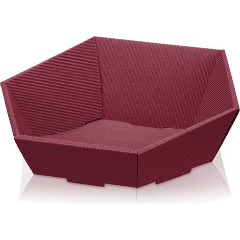 25 x Präsentkorb Geschenkkorb 380x340x75/130 mm offene Welle Rot Bordeaux (1/2)