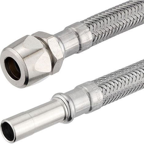 Flexibler Verbindungsschlauch - 1 x Klemmverschraubung und 1 x Rohrstutzen 10 mm - Länge 150 mm (1/3)