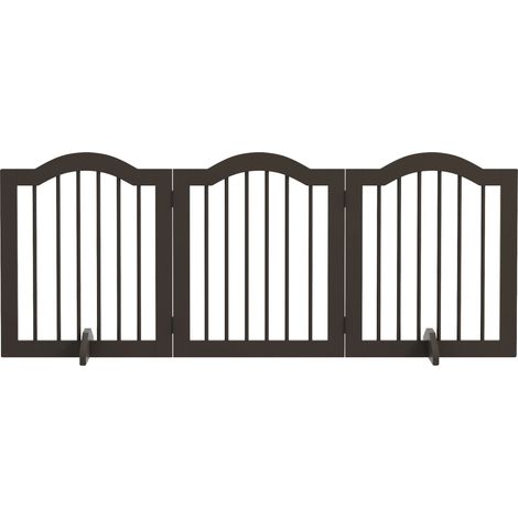 Puerta para perros, madera maciza y MDF, 3 paneles, diseño de arco curvo, 72 pulgadas de ancho, 30 pulgadas de alto. (1/5)
