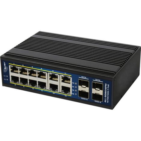 Allnet Conmutador industrial inteligente gestionado Capa 2+ 16 puertos GbE, 12 PoE+, 4 SFP (1/5)