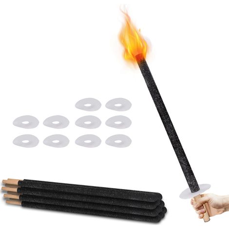 Randaco 100x Antorcha de jardín 42cm Antorchas para fiestas Antorchas de cera para bodas Mango largo tiempo de combustión