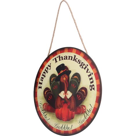 Panneau de porte lumineux LED en bois pour décoration intérieure/extérieure de Thanksgiving (modèle : JM00920, piles incluses) (1/5)