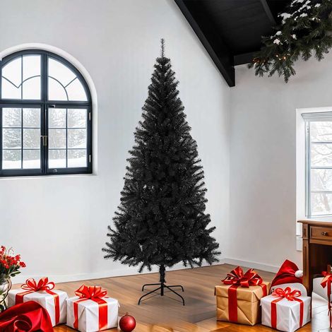 Albero di Natale  Albero natalizio  Albero festivo Artificiale Sottile con Base Nero 180 cm PVC (1/5)