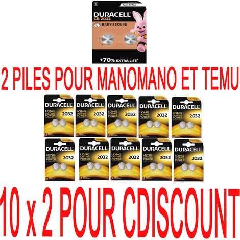 2 PILES DURACELL CR2032