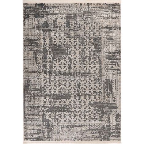 Tapis Tissé à Poils Courts Zébré "Adeon" Gris 80 x 150 cm (1/5)