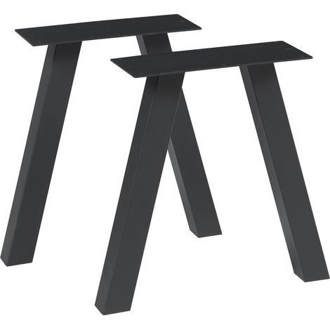 Lot de 2 pieds de table meuble moderne design original DIY Heustreu acier 40 x 40 cm noir