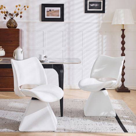 Chaise pivotante blanche confortable – Chaise en similicuir – Idéale pour les salles à manger, les bureaux à domicile et les salons (1/4)