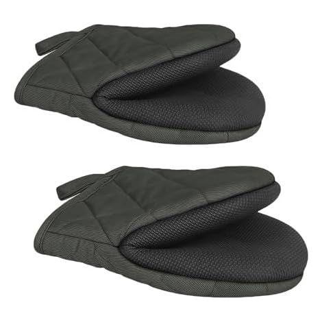 1 paio di guanti da forno, resistenti al calore, antiscivolo e alle alte temperature, grigio scuro