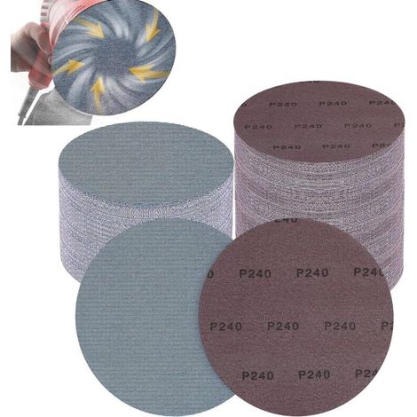 Discos de lijado cerámicos de 150 mm, paquete de 30 unidades, cierre de velcro, grano 240, para lijar y pulir madera y metal.