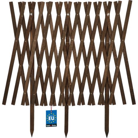 KOTARBAU® Cloture Bois - Bordure de Jardin en Bois à Planter 140 x 80 cm - Ganivelle Extensible - Clôture Bois Exterieur - Barrière en Bois Jardin - Marron (1/4)