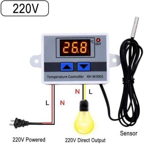 1 module de contrôleur de température à LED, thermostat numérique avec sonde étanche NTC10K, plage -50 à 110 ℃, précision 0,1 ℃, sortie 10 A (1/4)