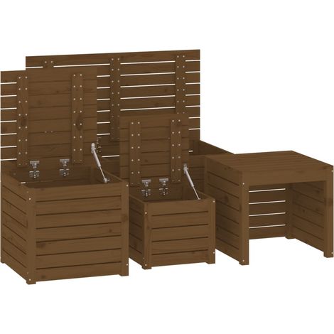 Set da giardino 4 pezzi in legno di pino massiccio marrone miele 020013182