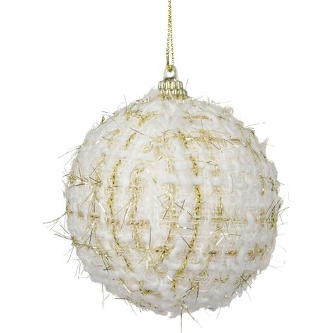 pallina di natale in foam D 8 cm bianco lana Peraga Christmas