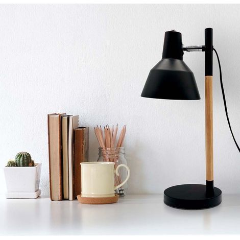 FABRILAMP 161171009 Flexo Basil 1xe14 Negro/haya 50x17x23 Cm Articulable Y Orientable 350º (1/3)