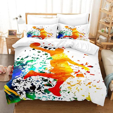 Duvet Cover 200 x 200 cm 3D Printed Basketball Player Bedding Set 3 Piece Bedding Set, Ultra Soft Comfortable Microfibre Hypoallergenic with Zip and Pillowcase (1/5)
