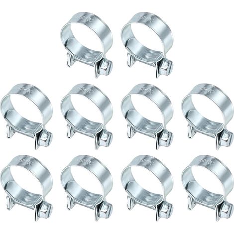 10pcs Collier De Serrage Pour Injection De Carburant 20-22mm Ajustable En Acier Zingué Mini Collier Pour Tuyau De Gaz Pour Automobile Agriculture Plomberie Diesel Essence Tuyau (1/5)