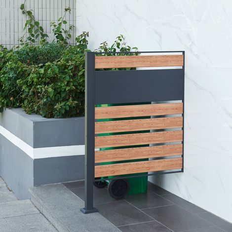 Valla de ocultación Uusikaupunki acero 120x83x11cm - Antracita/Madera [en.casa]