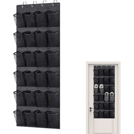 Hanging Door Organizer with Pockets and Hooks, Space Saving Shoe Rack for Wardrobe, Multifunctional Shoe Organizer for Living Room, Bedroom (1/5)