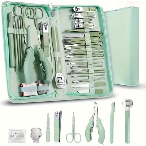 Kit de manucure professionnel 35 en 1 de luxe – Coupe-ongles et kit de toilettage en acier inoxydable de qualité supérieure avec étui de voyage élégant en cuir pour un soin ultime des mains, des pieds (1/5)