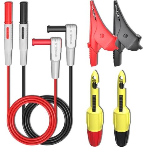 Kit de 6 fils de test multimètre avec pinces crocodiles, sondes de perage de fil, clip de perage de 4 mm pour test de thermomètre, voltmètre multimètre (1/4)