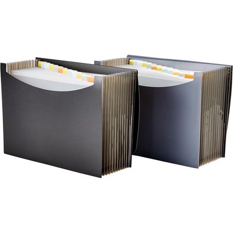 Carpeta para documentos A4 con compartimentos - gris y negro - paquete de 2 (1/5)
