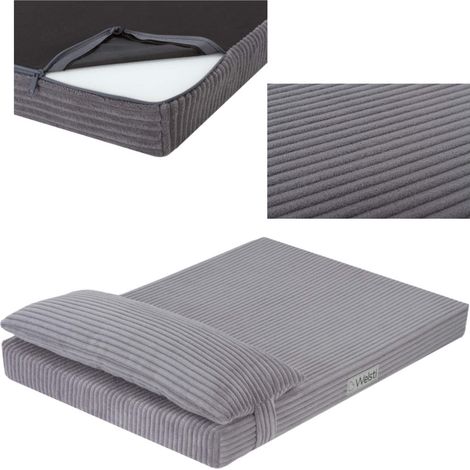 Welsti Hundematratze Bett, grau Cord, XL 130x90 wigofil