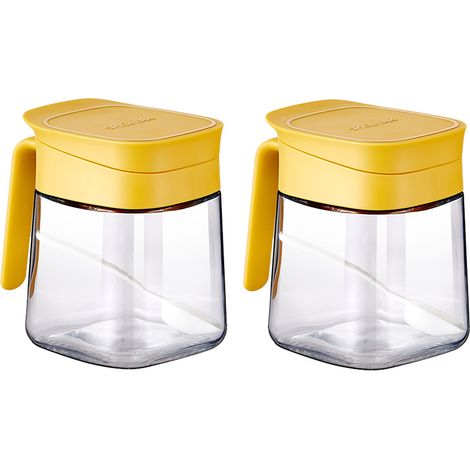 Bocal Épices Verre - 300 ml - Hermetique avec Cuillères Intégrées - Résistant à la Chaleur - Lot de 2 (1/5)