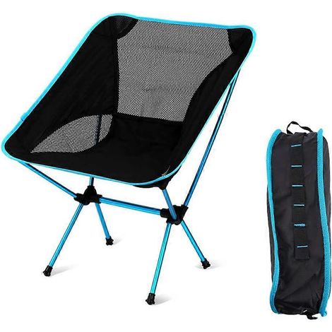 Chaise de camping pliante portable, chaise de randonnée compacte et pliable avec sac de transport pour la randonnée, la pêche et les pique-niques (Bleu lac) (1/4)