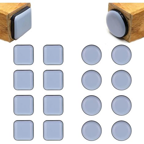 16 PCS Patin pour Meuble Glisseur 25mm Patin Chaise Rond Patin Glissant Carré Patin Glisseur Adhesif Patin de Chaise Patin Glissant Autocollant pour Canapé Table (1/5)