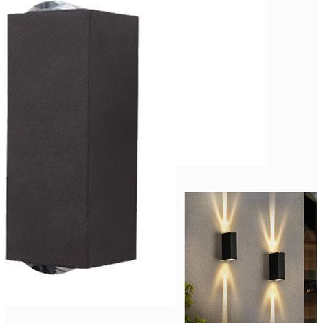 Applique Murale LED Extérieure Intérieur 6W, Éclairage Mural LED Imperméable IP65 Blanc Chaud 3000K, Lampe Murale Moderne Up Down Luminaire pour Escalier Entrée Terrasse Dangle (1/5)