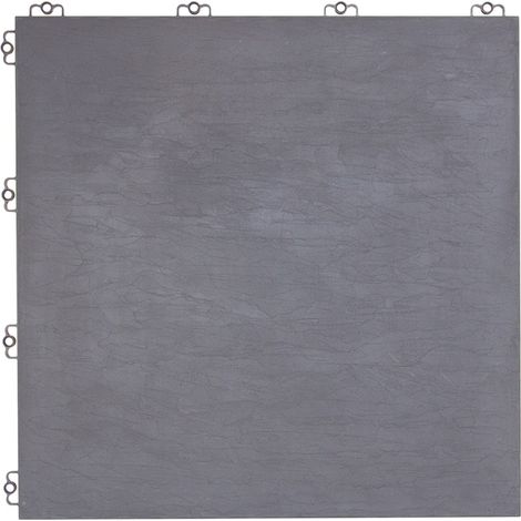 Dalle en plastique grise foncé épaisseur 8 mm Dalle effet pierre à dimensions 38,5 x 38,5 cm Dalle résistante et simple à poser pour extérieur (1/2)