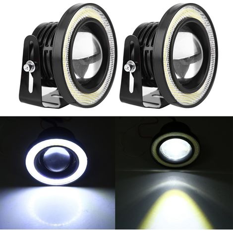 Paar 10W COB LED Angel Eyes, weiße Tagfahrlichter für Autos, universelle 2,5-Zoll-Nebelscheinwerfer (2er-Set) (1/5)