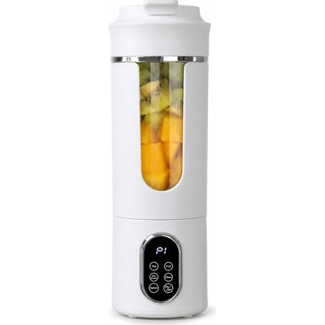 Blender portable rechargeable blanc HS-889, 12 lames, double batterie 1300 mAh, 7,4 V, pour jus et glace pilée (1/5)