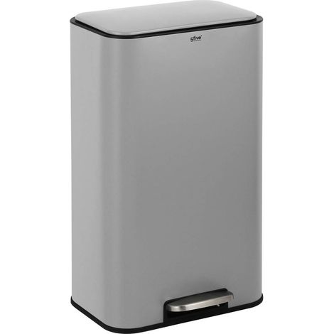 Cubo de basura rectangular con pedal delta, 30 litros, gris - 5five (1/5)