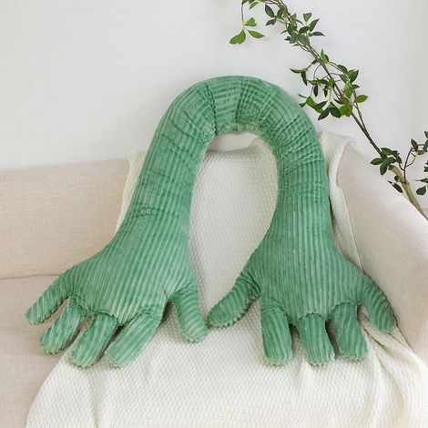 Coussin Forme Main - 80 cm - Tissu Velours Doux - Rembourrage Polyester - Pour Canapé Chambre Décoration Intérieure - 1 Pièce (1/3)