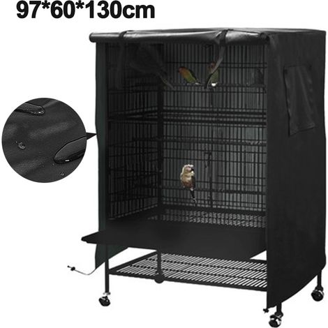 Housse imperméable pour cage à oiseaux, grande taille, lavable, coupe-vent et anti-poussière, noire. (1/5)