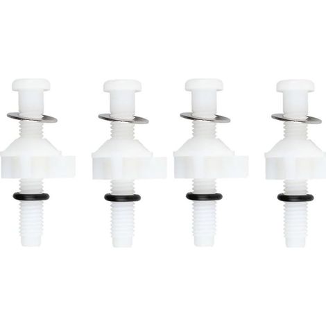 Lot de 4 vis de fixation pour abattant de WC en plastique et acier inoxydable pour salle de bain avec accessoires complets blanc (1/4)