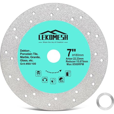 Disque diamant carrelage 180mm coupe verre diamant - lames diamantées pour granit, marbre, pierre, dalles roche et carrelage. Disque carrelage haute performance (1/5)