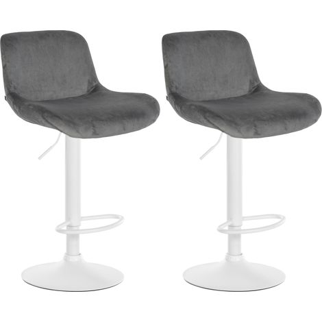 Set di 2 sgabelli da bar Solon White grigio scuro Velluto